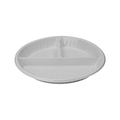 Hotpack White Round 3 Compartment Plastic Plate